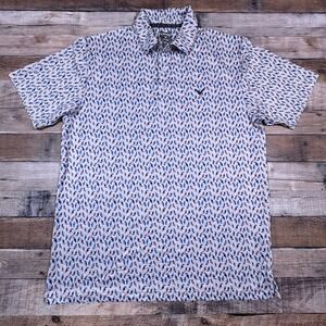 Callaway Mens Golf Polo Opti-Dri Toucan Bird Print White Blue Pink Medium